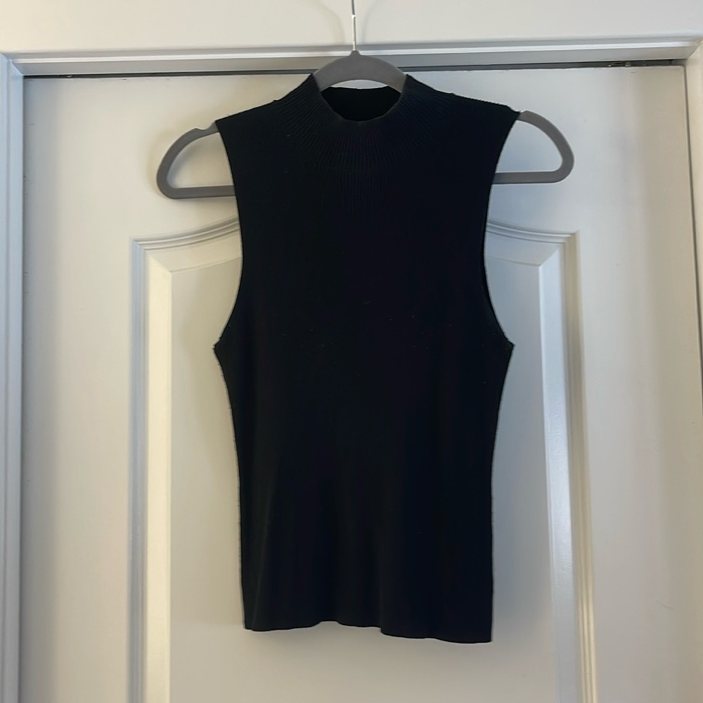 Theory black turtleneck sleeveless sweater